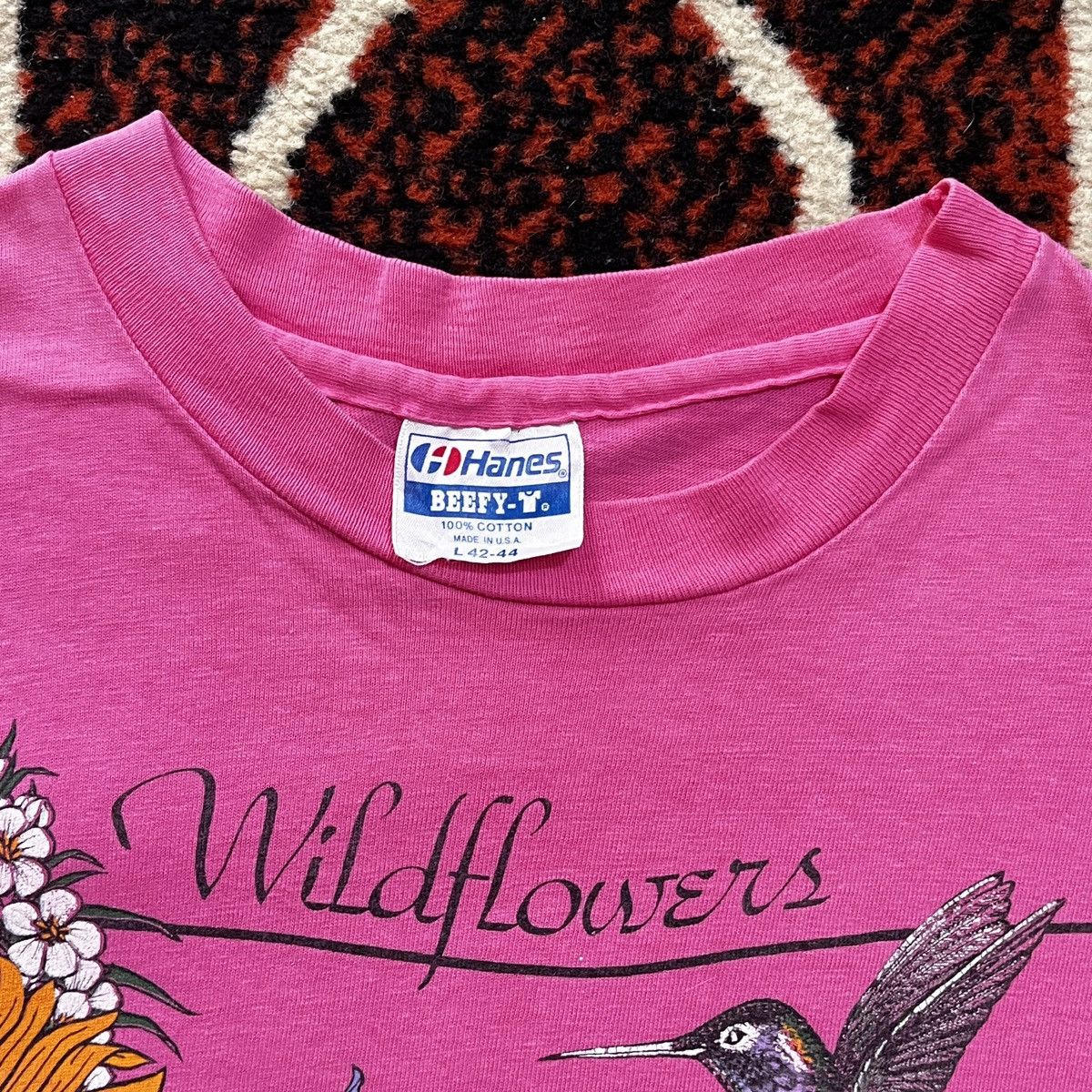 Hanes 1980s 1987 Wildflowers Art Tshirt Size US L / EU 52-54 / 3 - 4 Thumbnail