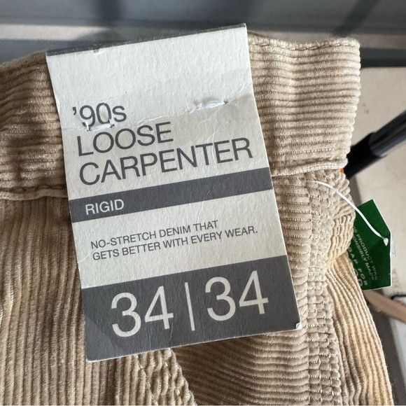 Gap NWT GAP Men's Loose Carpenter Corduroy Rigid Pants in Tan 34 Size US 34 / EU 50 - 6 Thumbnail