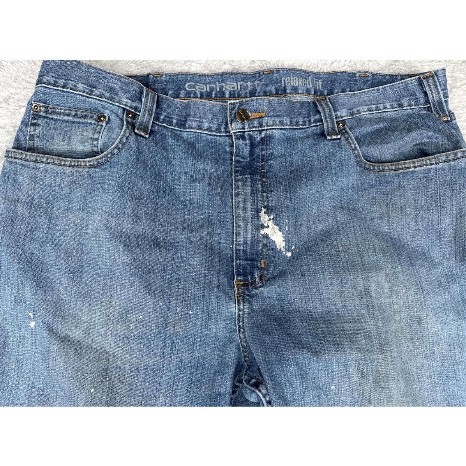 Carhartt Carhartt Jeans 40x34 Blue Medium Wash Relaxed Straight Leg Workwear Denim Mens Size US 40 / EU 56 - 4 Thumbnail
