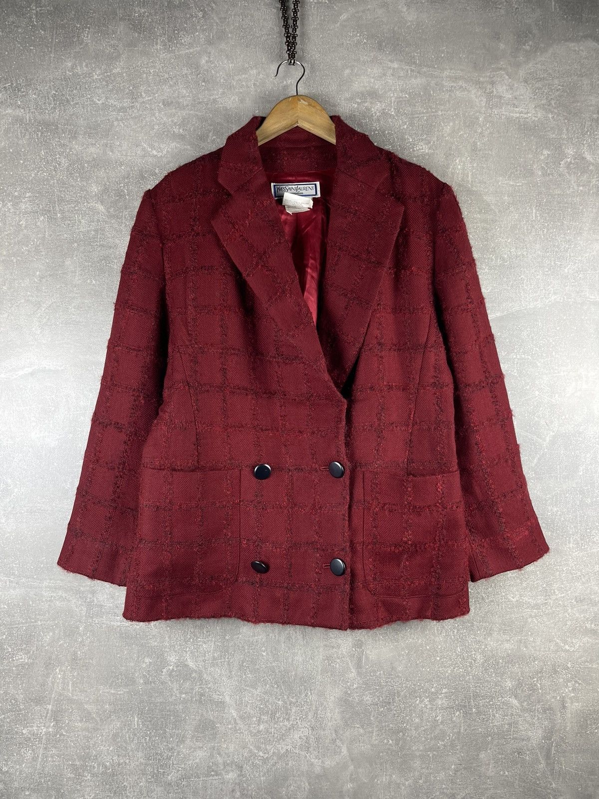Yves Saint Laurent Yves Saint Laurent Variation 80s Wool Skirt Suit Burgundy Size XL / US 12-14 / IT 48-50 - 2 Thumbnail