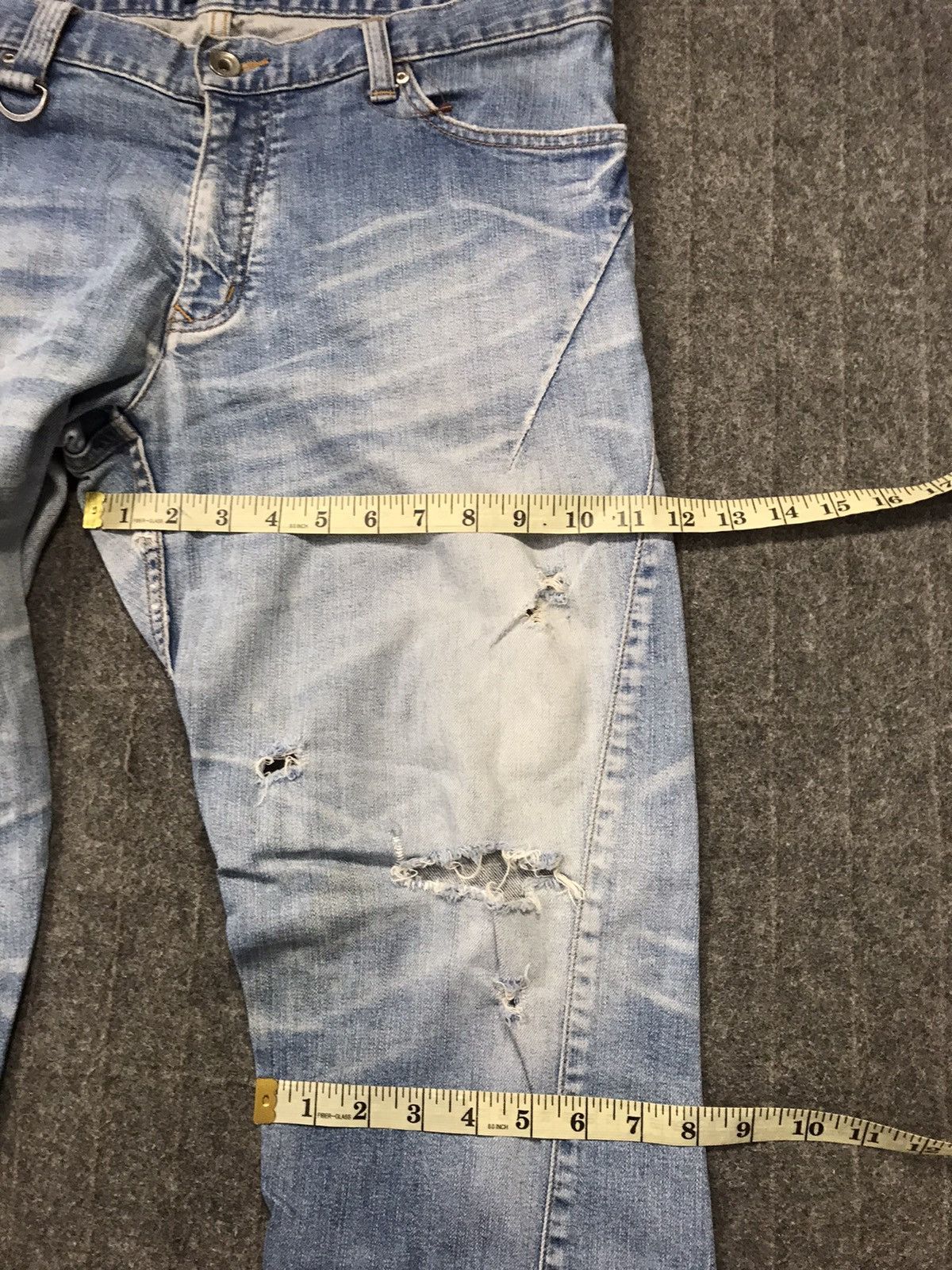 Designer Tete Homme Issey Miyake Cargo Bondage Denim Jeans Pants Size US 33 - 15 Thumbnail