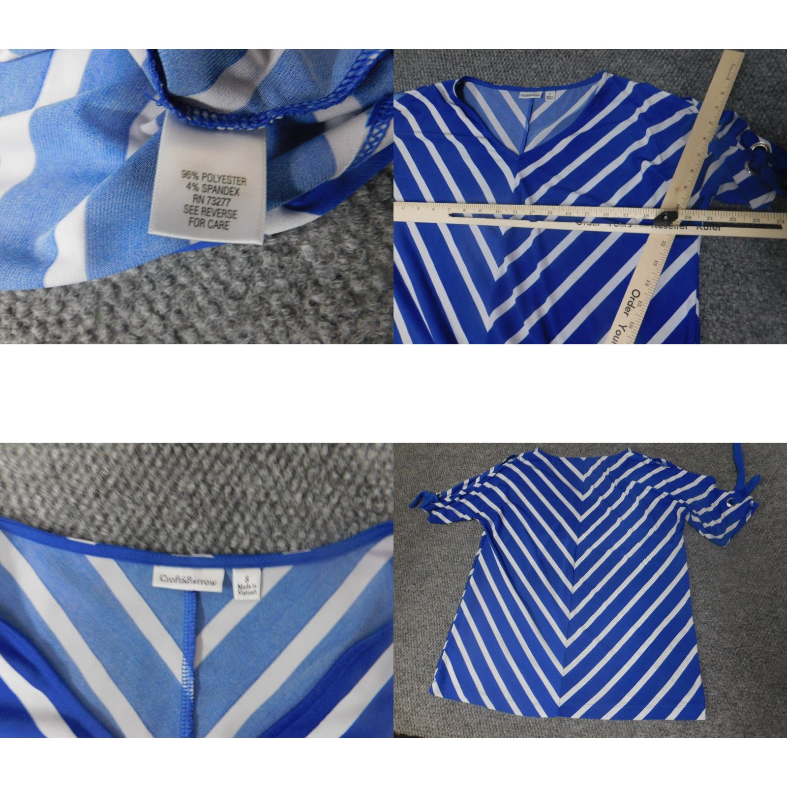Croft & Barrow Croft & Barrow Womens Blouse S Blue Striped Crew Neck Pullover Short Sleeve Casual Regular Polyester Rayon Top Shirt Size S / US 4 / IT 40 - 8 Thumbnail