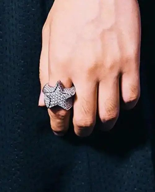 Japanese Brand × Jewelry Hiphop Silver Color Rhinestones Zircon Star Ring (size 6-13) Size ONE SIZE - 2 Thumbnail