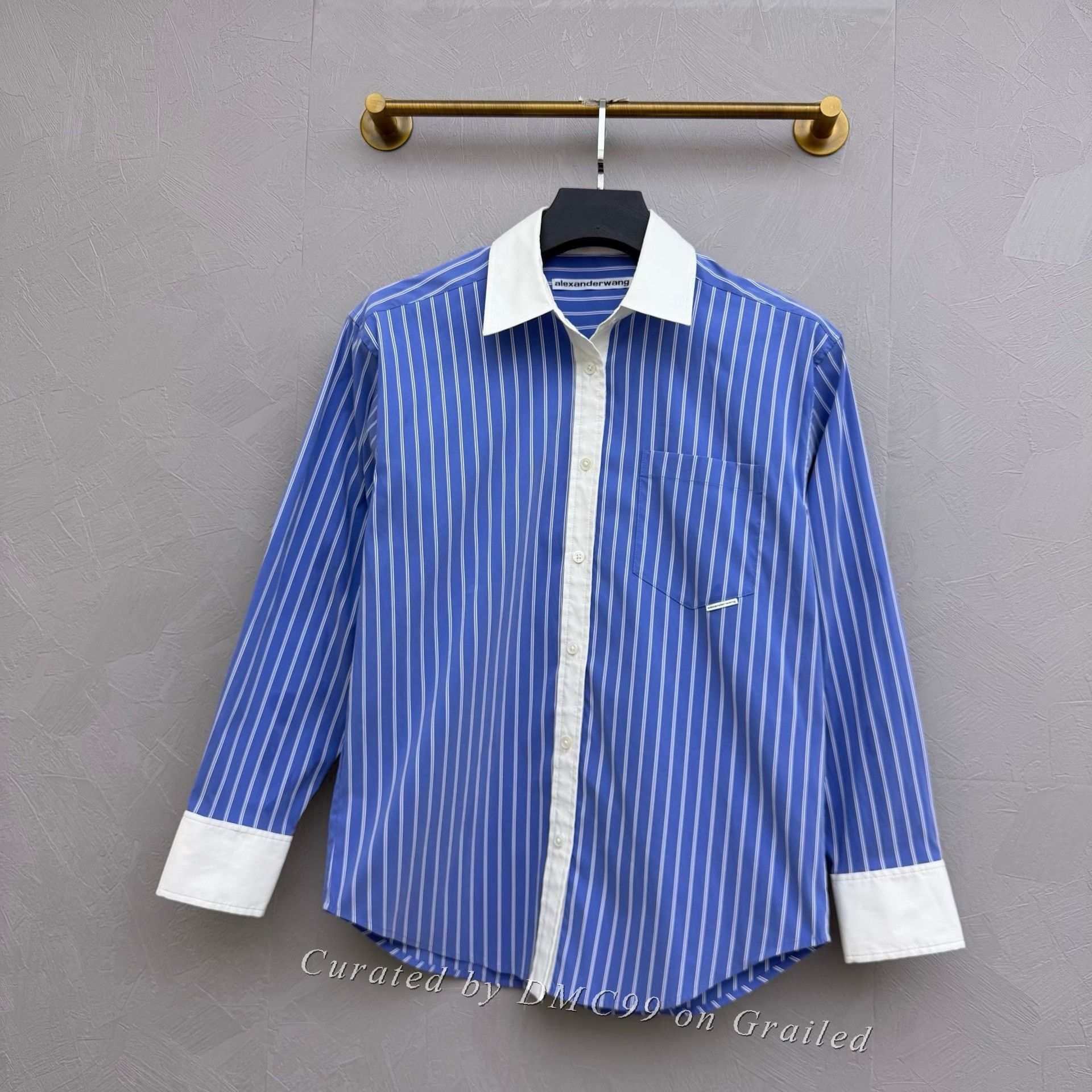 Alexander Wang Alexander Wang Blue White Stripe Pocket Shirt Jacket Size US XXS / EU 40 - 1 Thumbnail