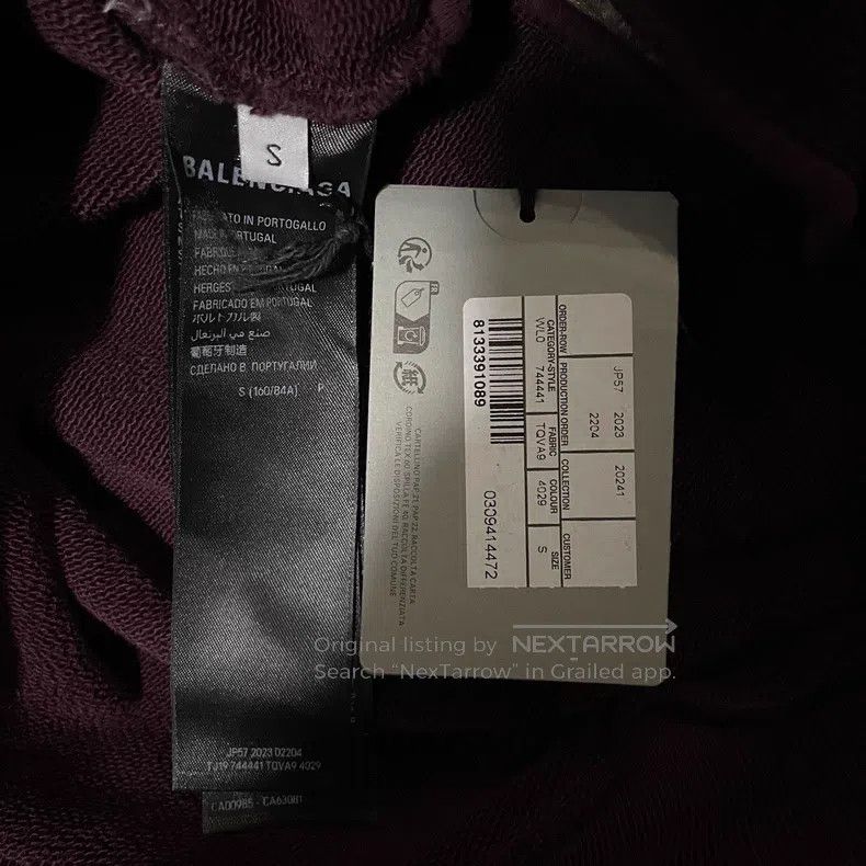 Balenciaga Balenciaga Faded Tape Sweatshirt Wine Red Size US S / EU 44-46 / 1 - 4 Thumbnail