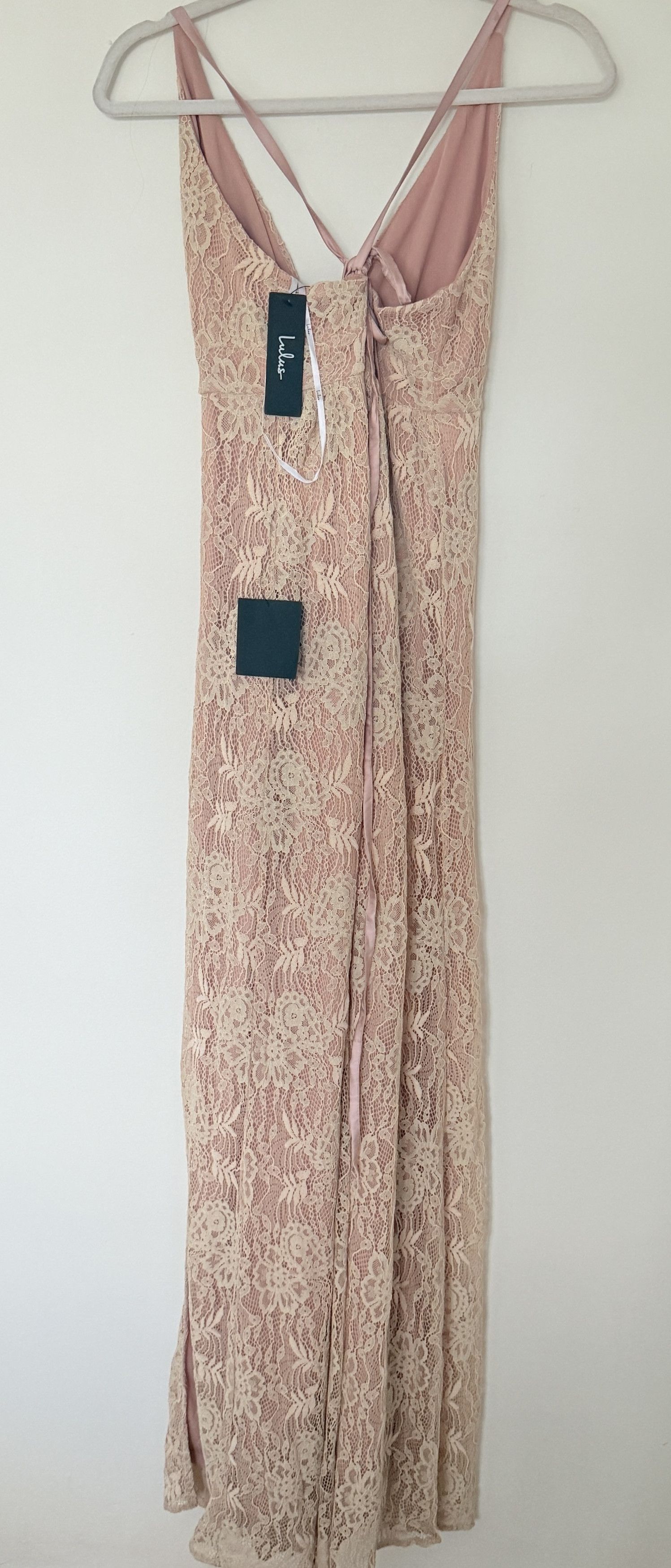 Lulus Lulus Stolen Moments Dusty Pink Lace-Up Lace Maxi Dress M Size M / US 6-8 / IT 42-44 - 4 Thumbnail