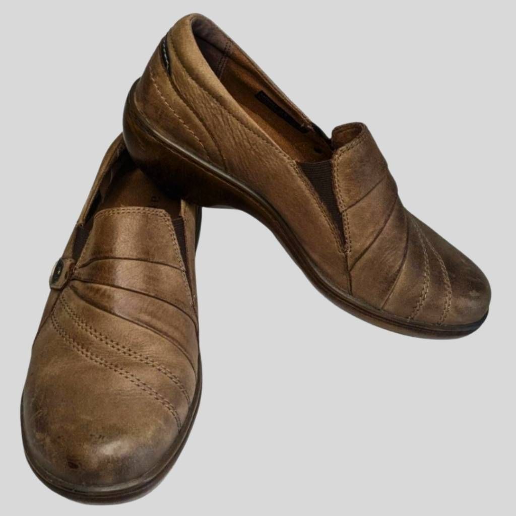 New Balance Aravon by New Balance Slip-On Clogs 7.5D Brown Leather Comfo Size US 7.5 / IT 37.5 - 2 Thumbnail