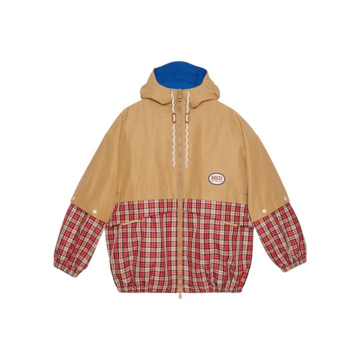 Gucci Color Block Plaid Casual Jacket