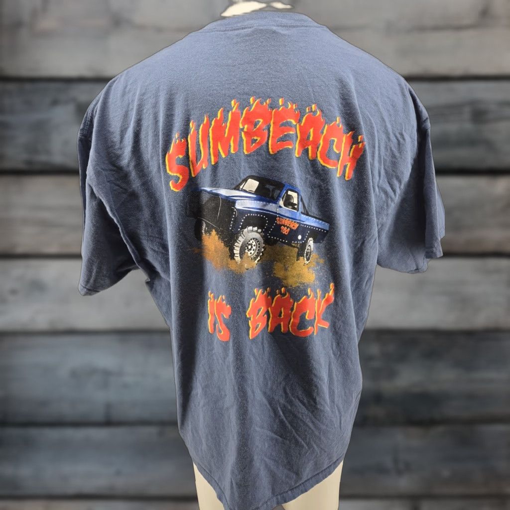 Vintage Back Mud Truck Sumbeach T00 Men's T-Shirt 2XL Blue Graphic Print Short Sleeve Jersey 100% Cotton Size US XXL / EU 58 / 5 - 1 Thumbnail