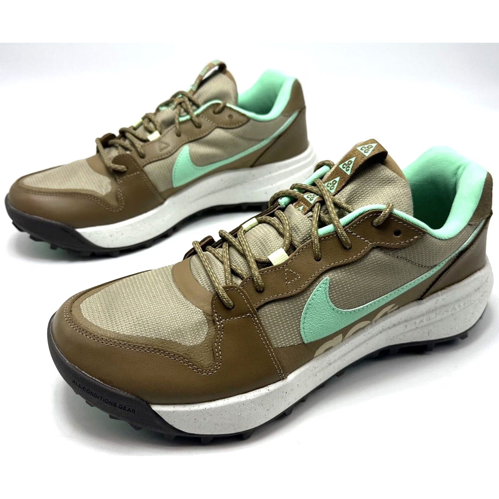Nike Nike ACG Lowcate Sneaker Men's 11 Green White Driftwood Brown Leather Cushioned Breathable Adjustable M Athletic Hiking Walking Shoes DX2256-200 Size US 11 / EU 44 - 2 Thumbnail