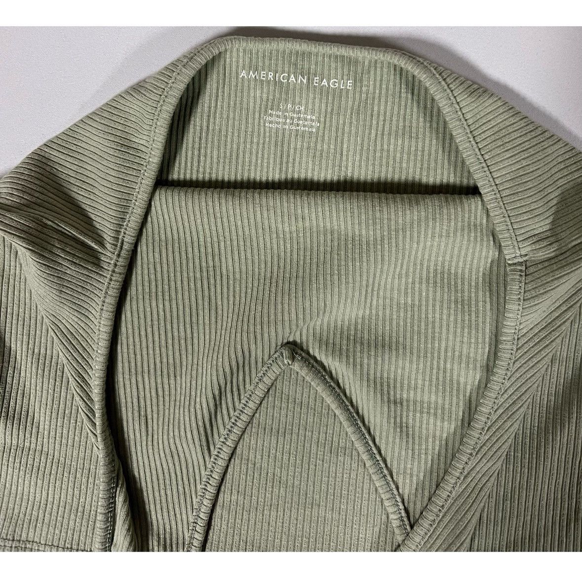 American Eagle Outfitters AE Olive Green Solid Ribbed Halter Top Shirt Blouse Size S ✨ Size S / US 4 / IT 40 - 4 Thumbnail