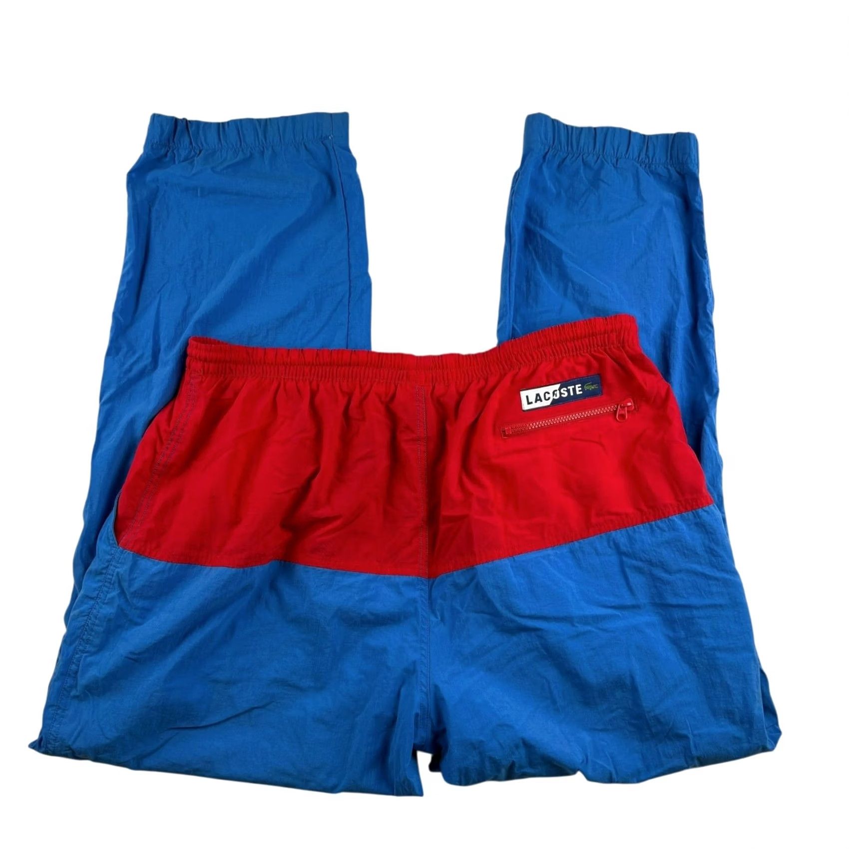Lacoste VINTAGE Lacoste Men’s Nylon Track Pants XL Blue/Red Athletic Drawstring 80s Sports Men Size US 36 / EU 52 - 3 Thumbnail