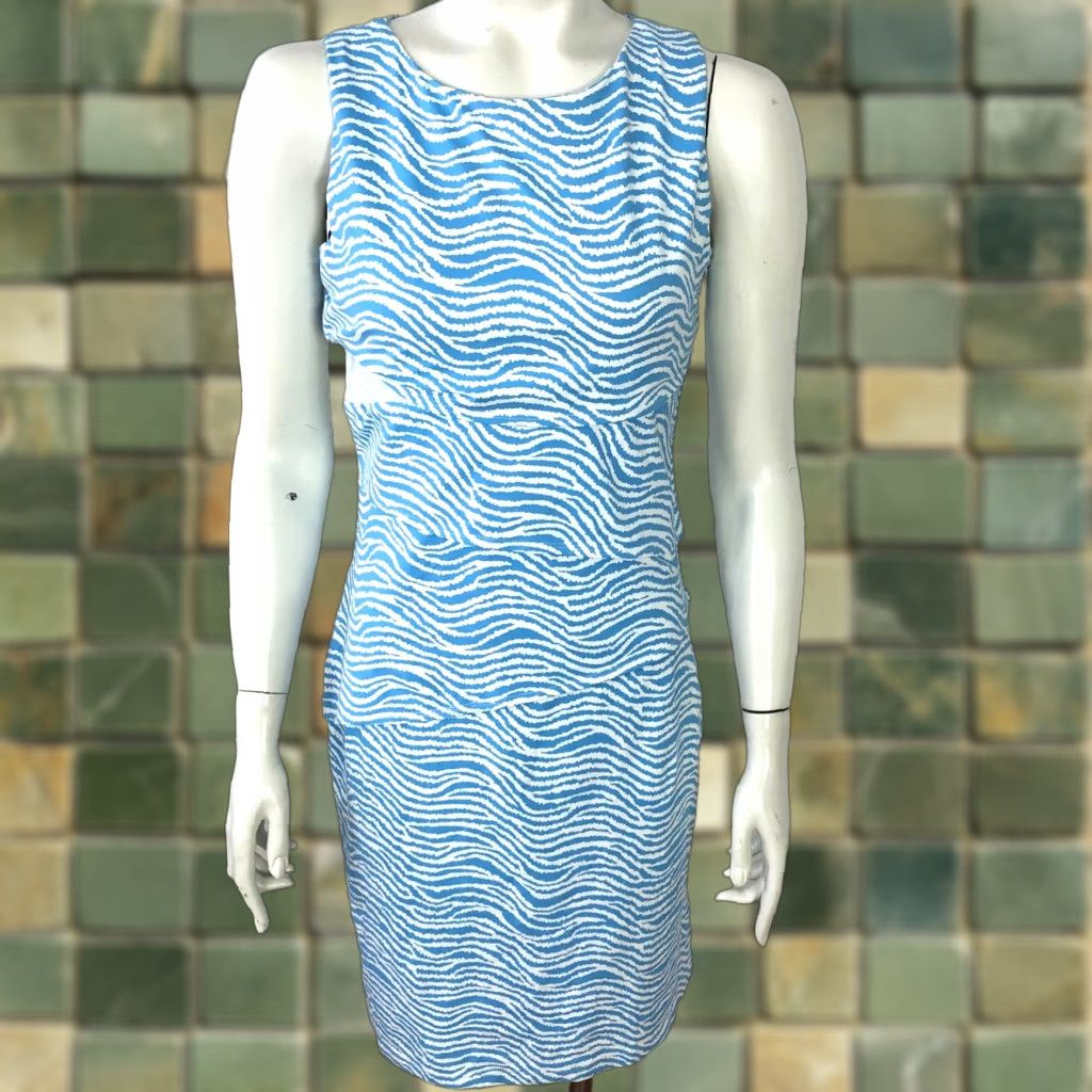 J.McLaughlin J McLaughlin XS Bodycon Fitted Tiered Nylon Above Knee Dress Blue Dress Size XS / US 0-2 / IT 36-38 - 1 Thumbnail