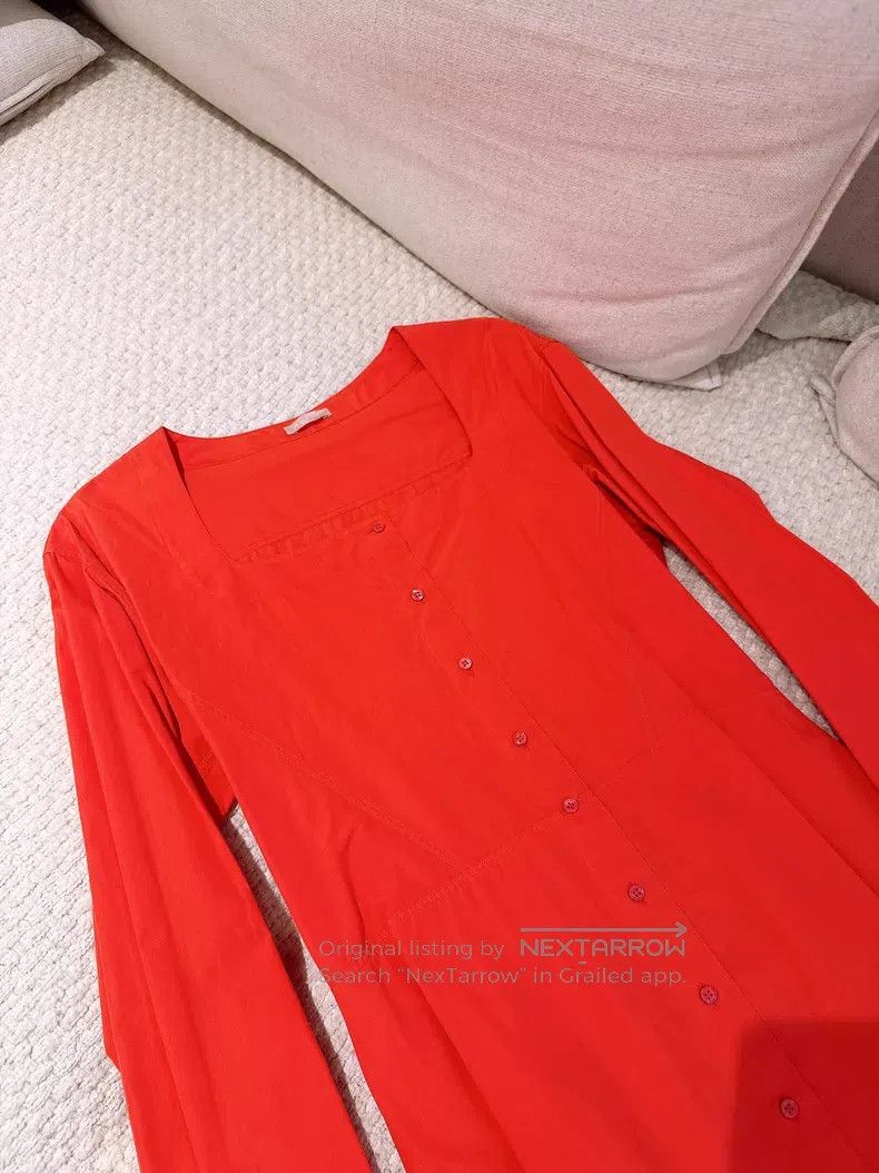 Alaia Alaia Classic Orange Red Skirt Hem Top, Square Neckline Size M / US 6-8 / IT 42-44 - 2 Thumbnail