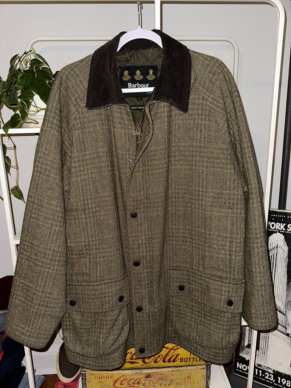 image of Barbour Heavy Wool Jacket in Tan Mix, Men's (Size Large)