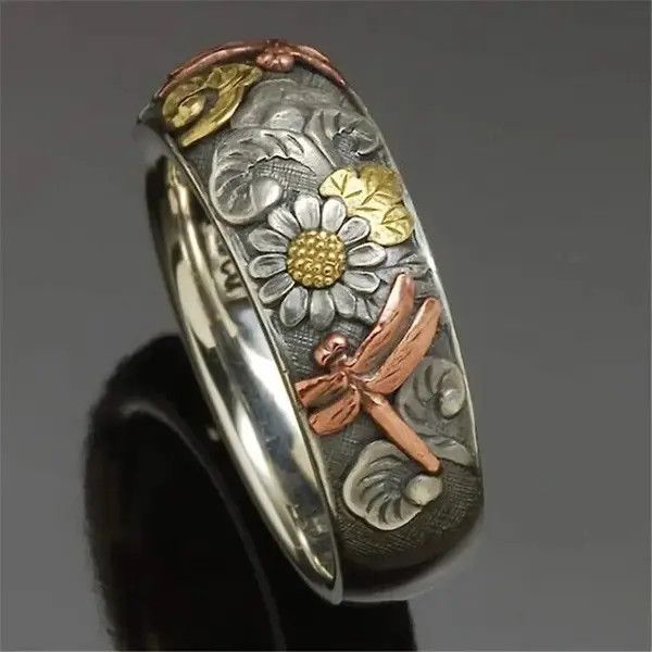 Jewelry × Vintage Flower Dragonfly Sunflower Rings Size ONE SIZE - 4 Thumbnail