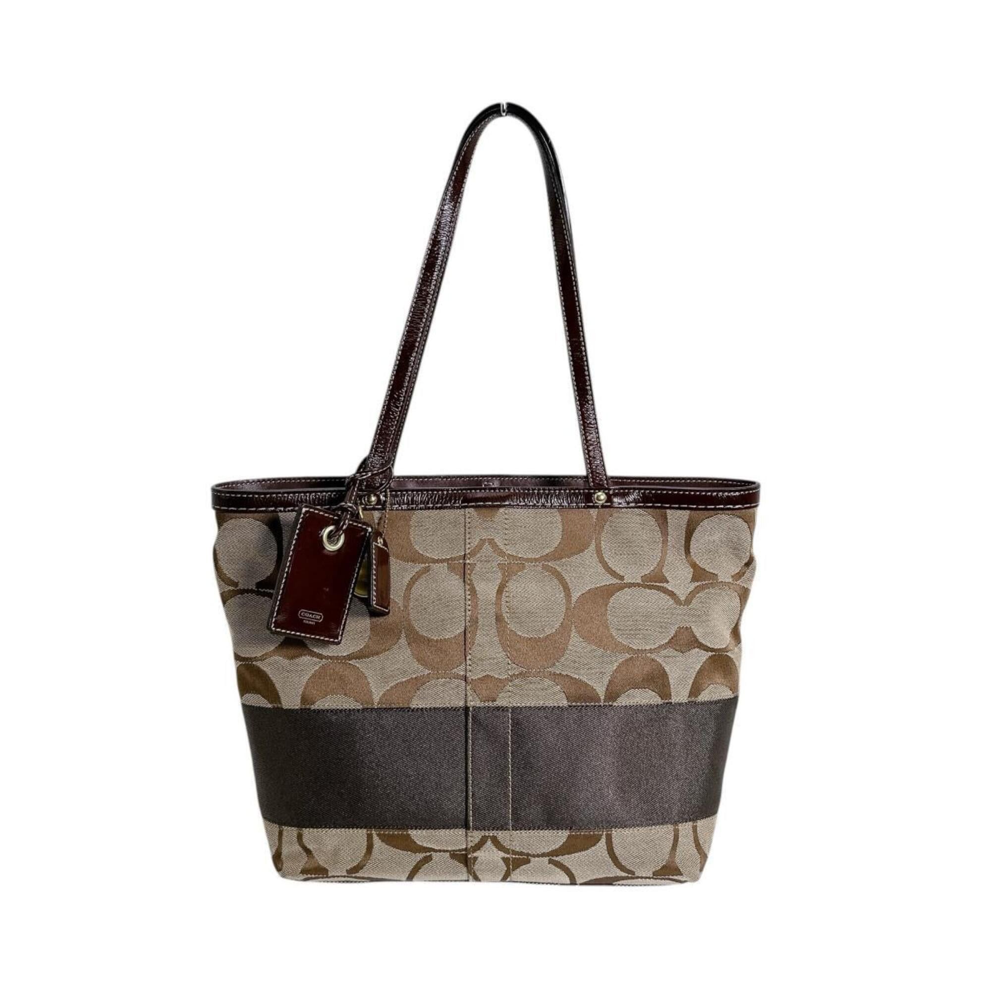 Coach Coach tote bag, canvas, signature pattern, 10124 brown Size ONE SIZE - 1 Thumbnail