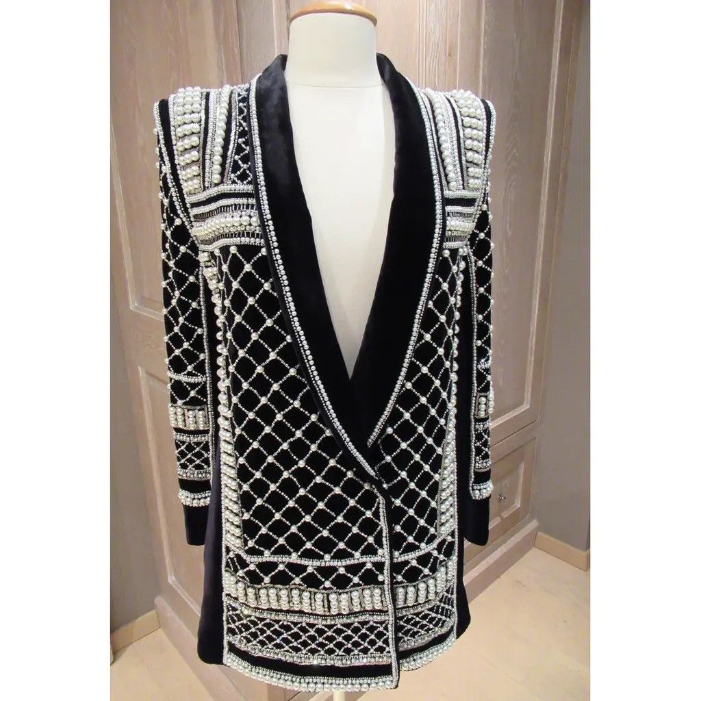 Balmain Balmain Velvet Pearl Blazer Extremely Rare Size M / US 6-8 / IT 42-44 - 5 Thumbnail