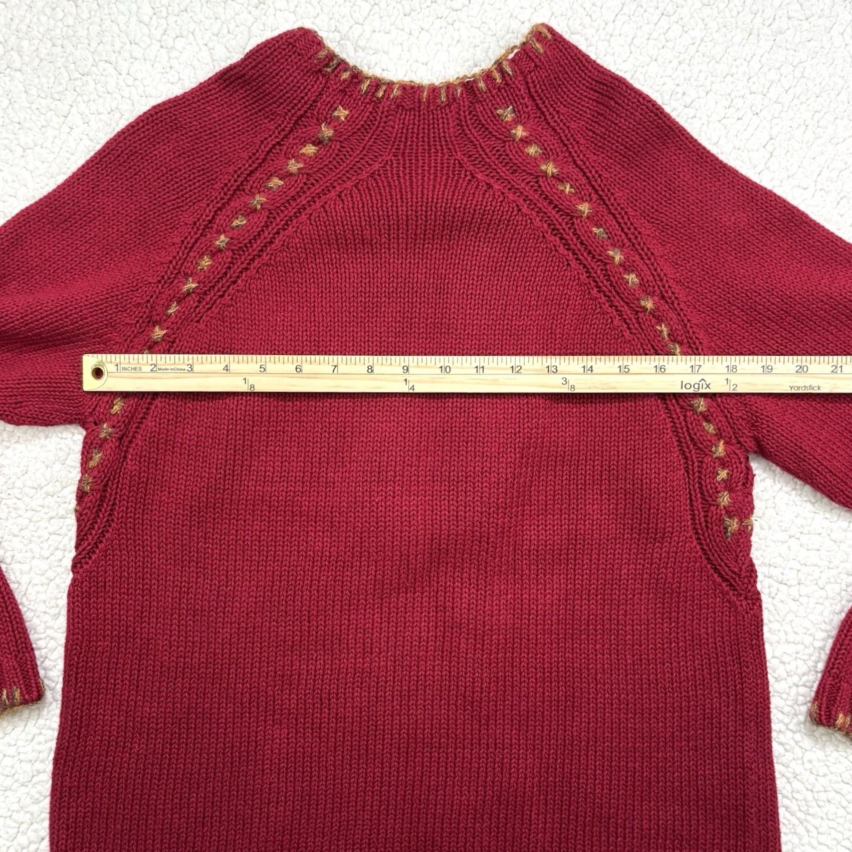 Coldwater Creek VINTAGE Coldwater Creek Red Wool Christmas Sweater Sz M Embroidered Pinecone 1990s MensWomens Size M / US 6-8 / IT 42-44 - 4 Thumbnail