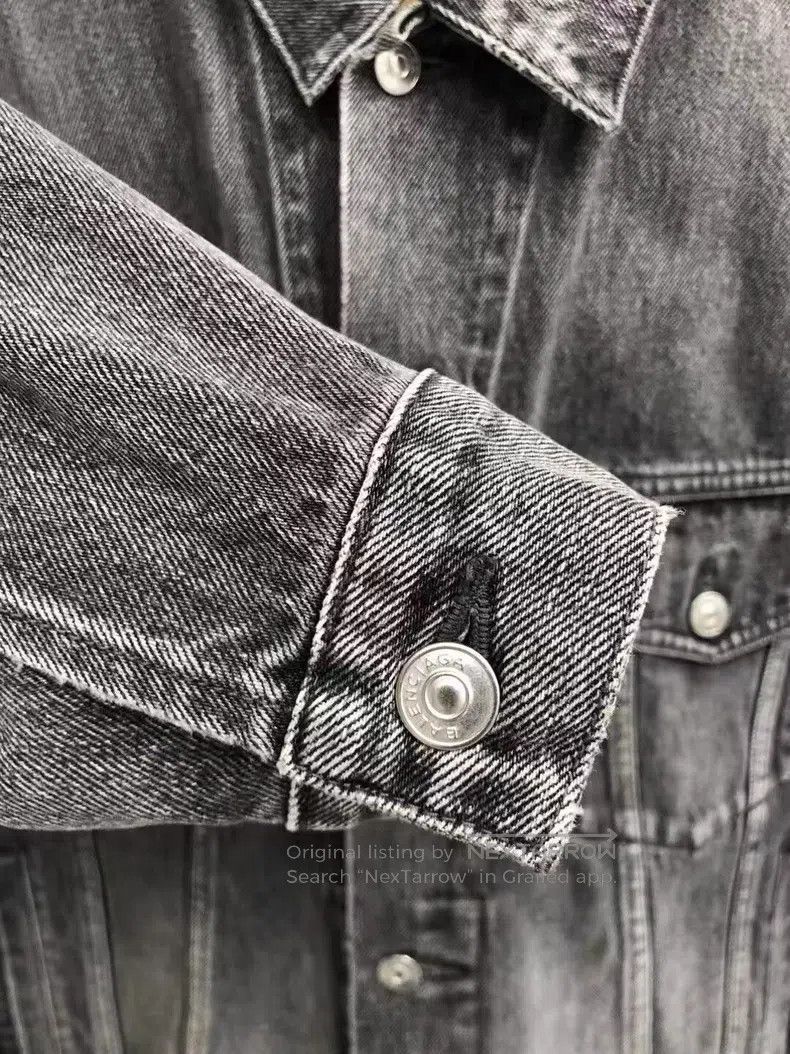 Balenciaga Balenciaga Distressed Logo Denim Jacket Size XXS / US 00 / IT 34 - 4 Thumbnail
