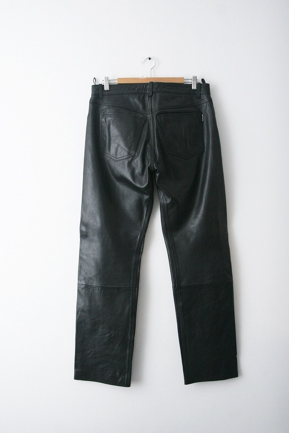 Genuine Leather Vintage Black Leather Pants Straight Rock Avant Garde 33 Size US 33 - 3 Thumbnail