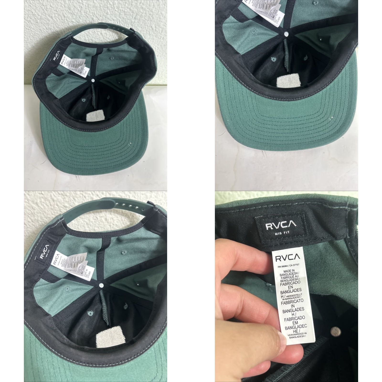 RVCA RVCA Green Cotton SnapBack Hat Adjustable Men One Size Green Snapback Hat Size ONE SIZE - 9 Thumbnail