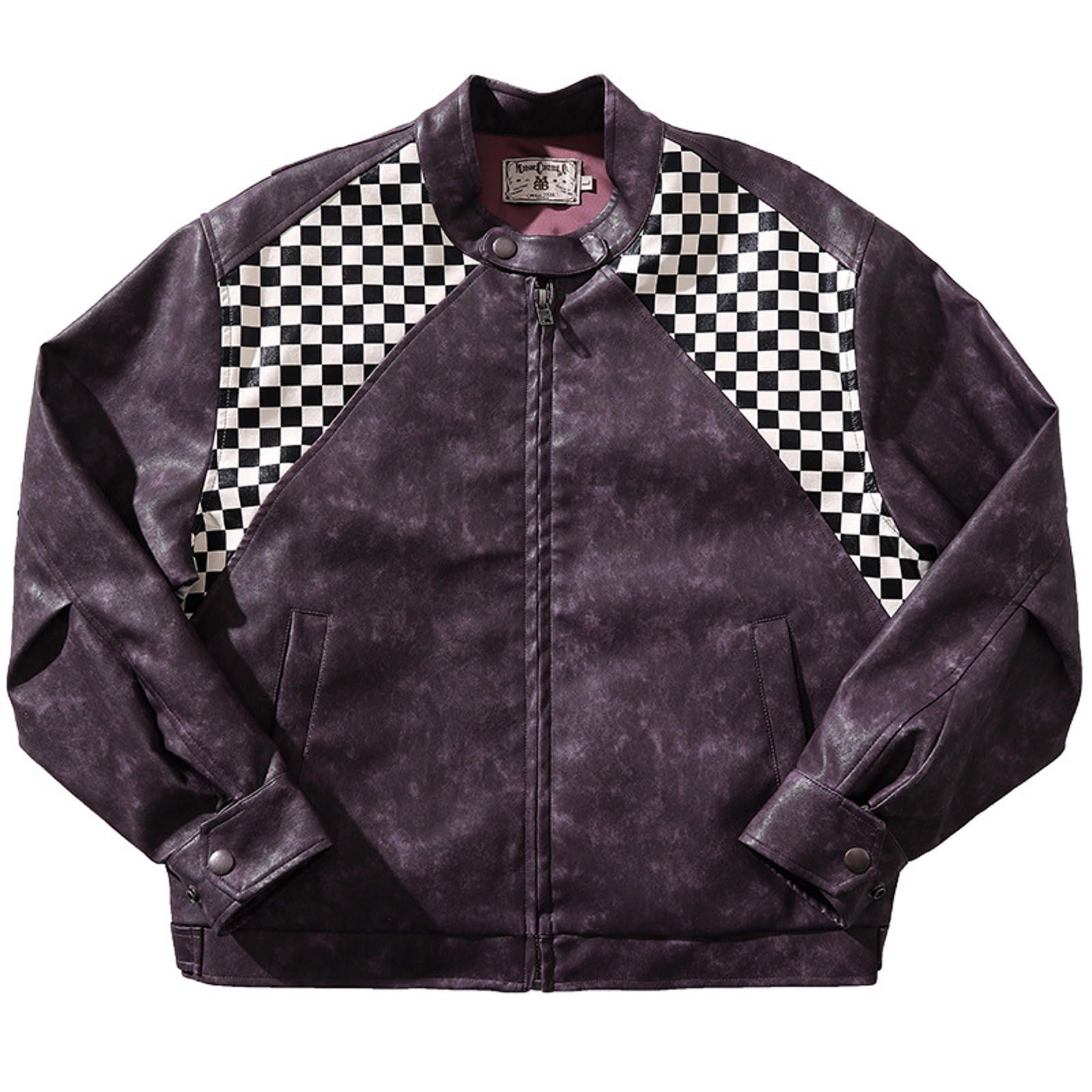 Japanese Brand Vintage Wash Checkered Leather Jacket Size US M / EU 48-50 / 2 - 1 Thumbnail