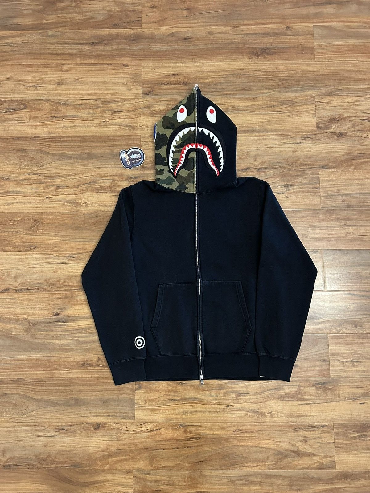 Bape × Lacoste BAPE × LACOSTE L!VE CROCODILE shark FULL ZIP HOODIE