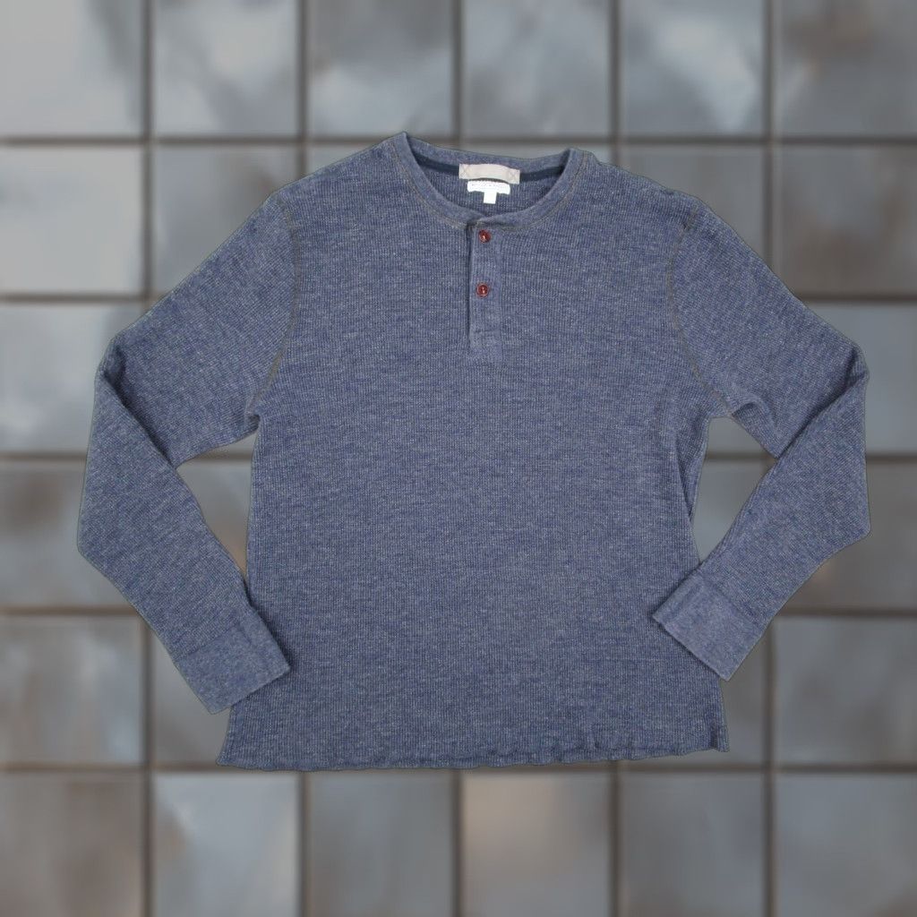 Wallace & Barnes Wallace & Barnes Henley Shirt Mens 2XL Blue Thermal Waffle Knit Long Sleeve Size US XXL / EU 58 / 5 - 1 Thumbnail