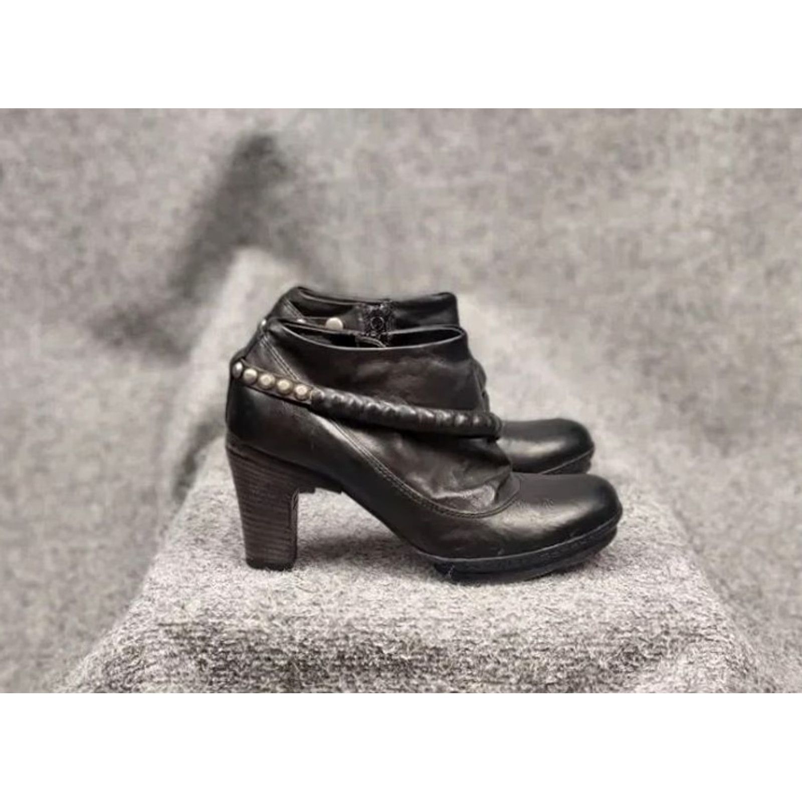 A.S.98 A.S.98 Airstep Heels Black Leather Zip Boots Women's 36 Vintage City Style Block Heel Size US 6 / IT 36 - 2 Thumbnail