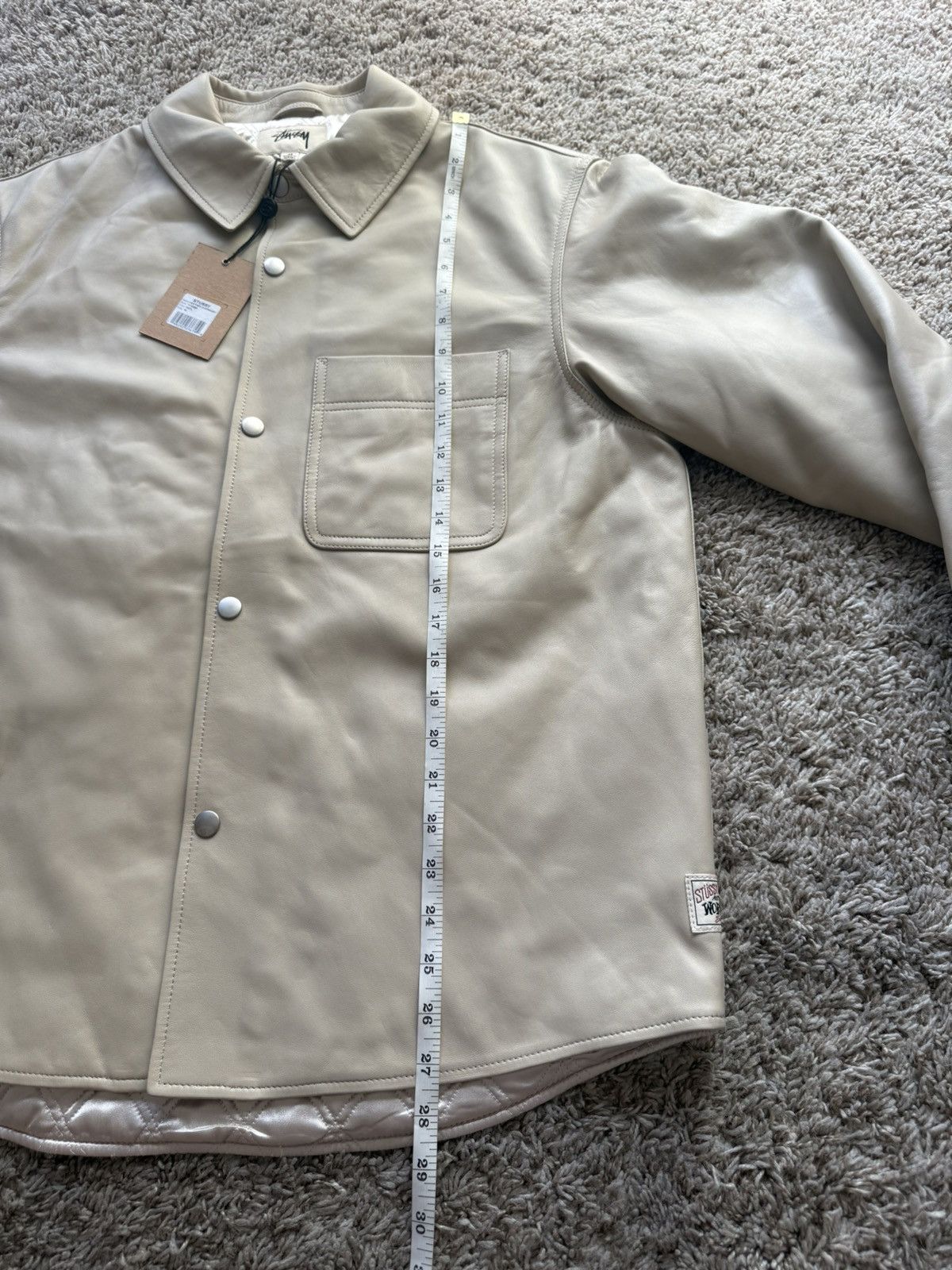 Stussy Stussy Leather Overshirt Jacket Natural Beige Size US M / EU 48-50 / 2 - 6 Thumbnail