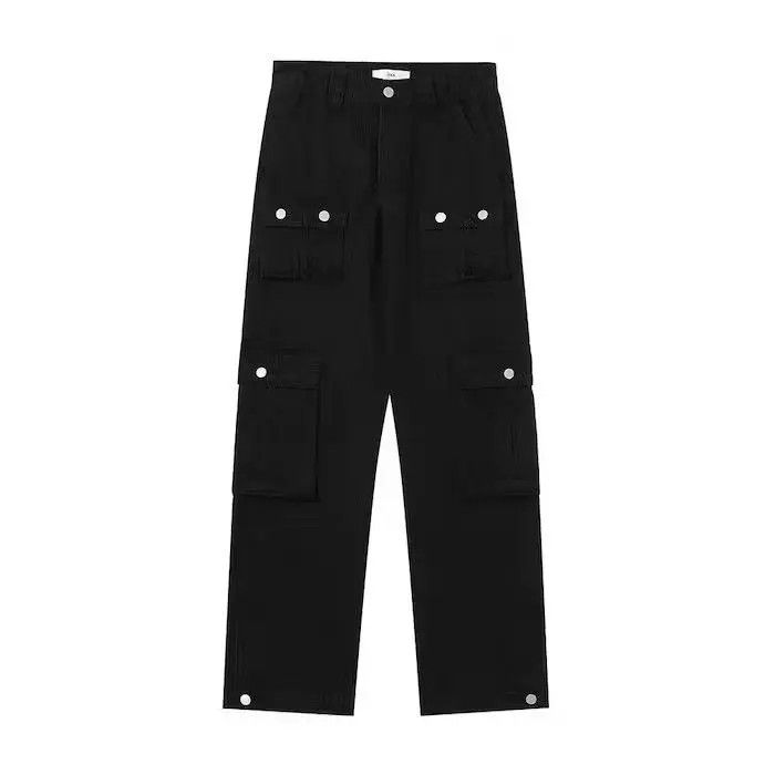 Japanese Brand Black Color Streetwear Y2K Straight Cargo Pant Size US 30 / EU 46 - 2 Thumbnail
