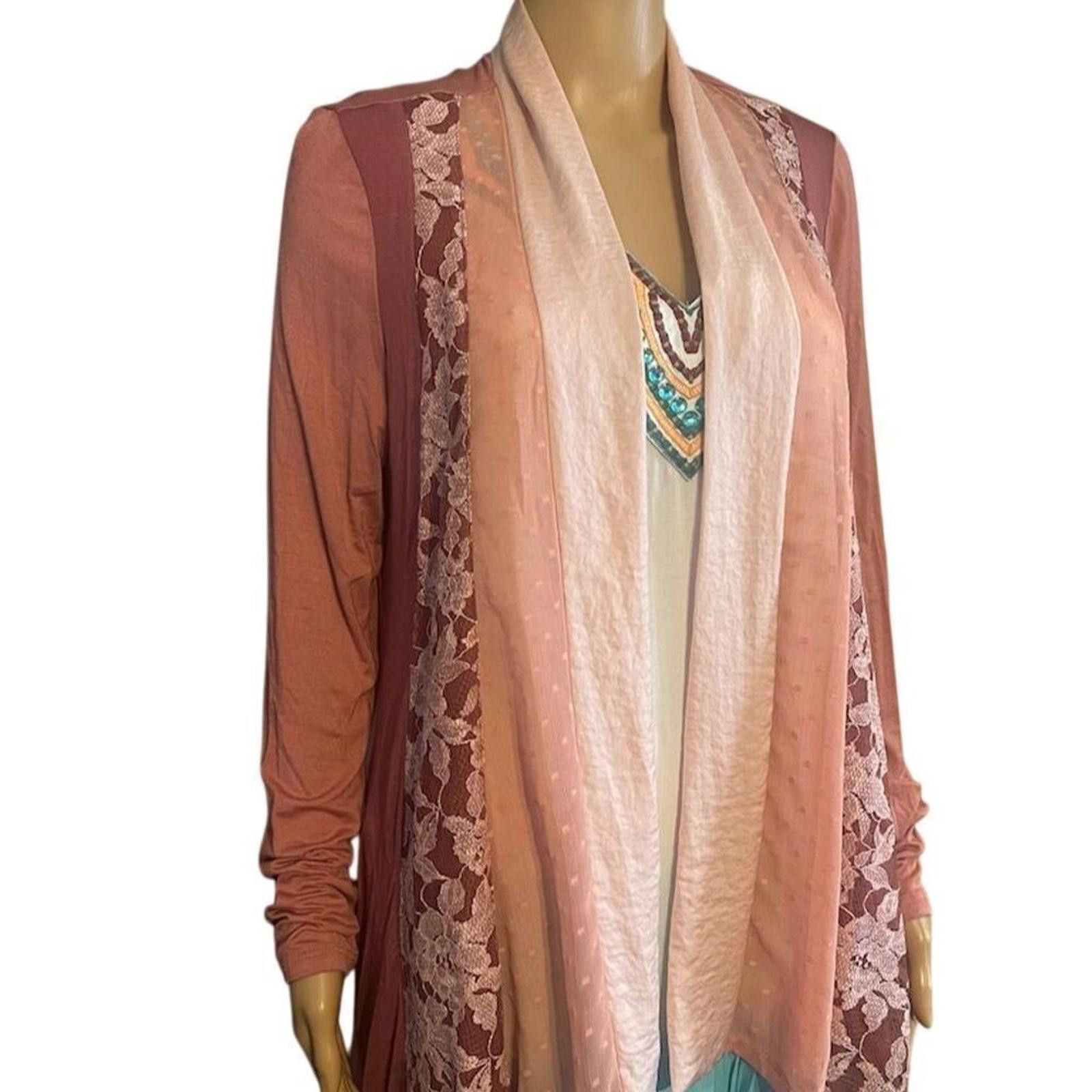 Other LOGO by Lori Goldstein Pink Lace Kimono Coatigan Size S Size S / US 4 / IT 40 - 2 Thumbnail