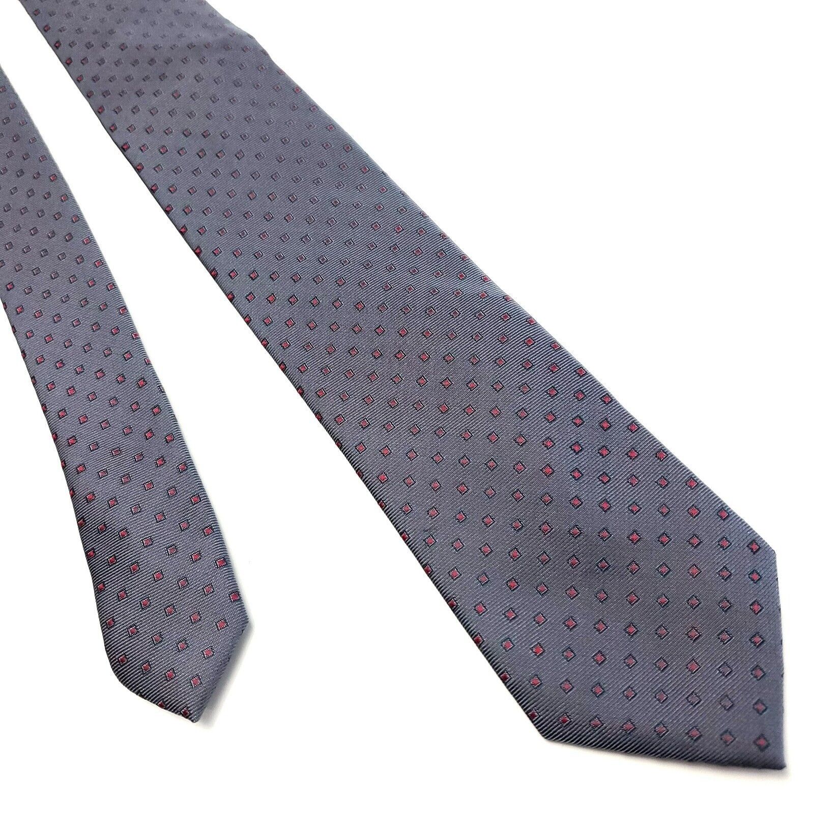 Vintage Bill Robinson Gray Silk Tie Woven Geometric Check Size ONE SIZE - 1 Thumbnail