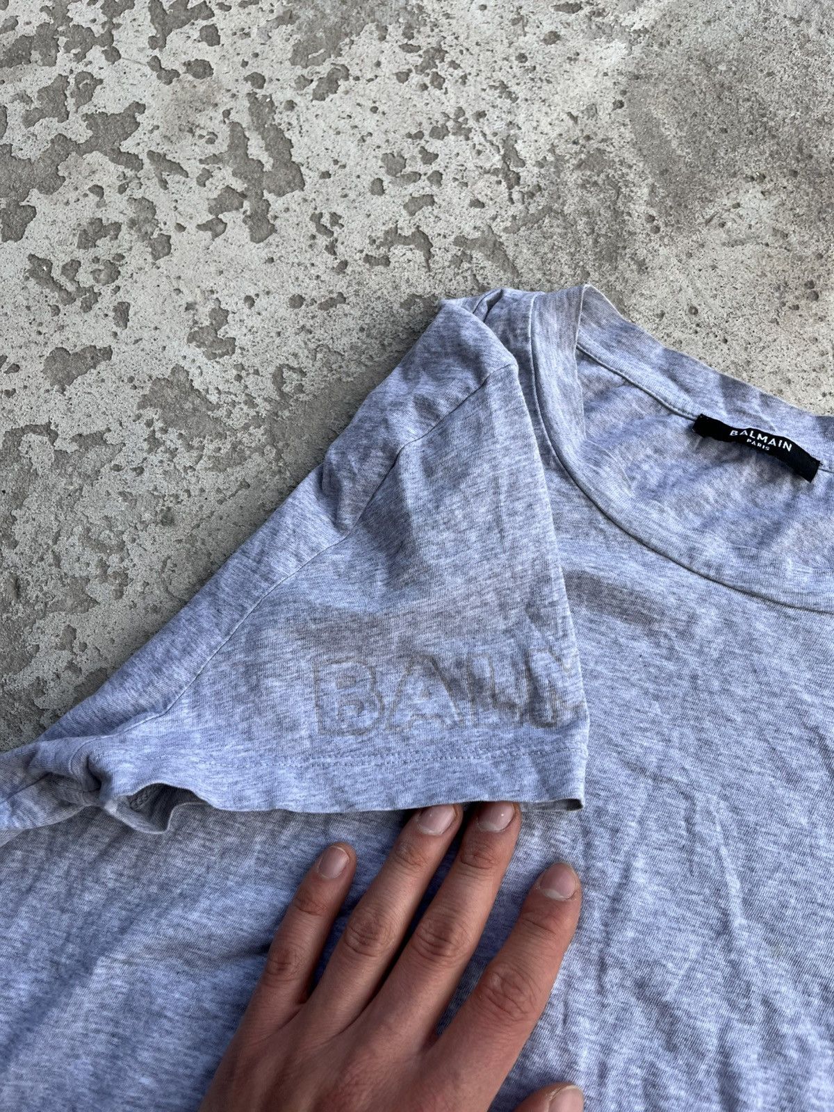 Balmain Rare Balmain Paris Logo Slim Fit Grey T-Shirt Tee Size US S / EU 44-46 / 1 - 5 Thumbnail