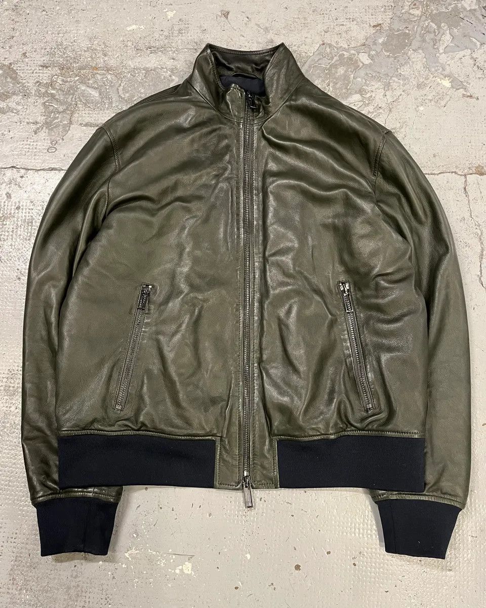 Emporio Armani AW2019 Emporio Armani Green Leather Bomber Jacket Size US L / EU 52-54 / 3 - 4 Thumbnail