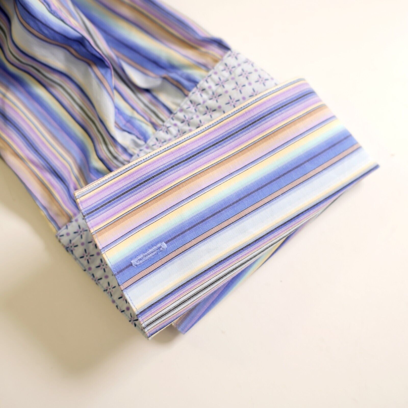 Banana Republic Banana Republic Striped 16-16.5 Large Blue Pink French Cuff Size US L / EU 52-54 / 3 - 10 Thumbnail