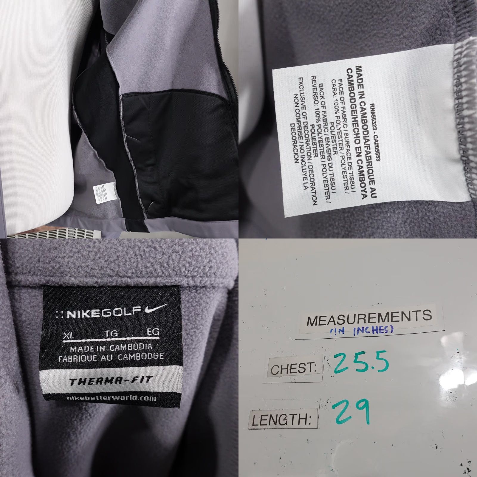 Nike Nike Therma Golf Jacket Mens XL Gray Softshell Full Zip Size US XL / EU 56 / 4 - 8 Thumbnail