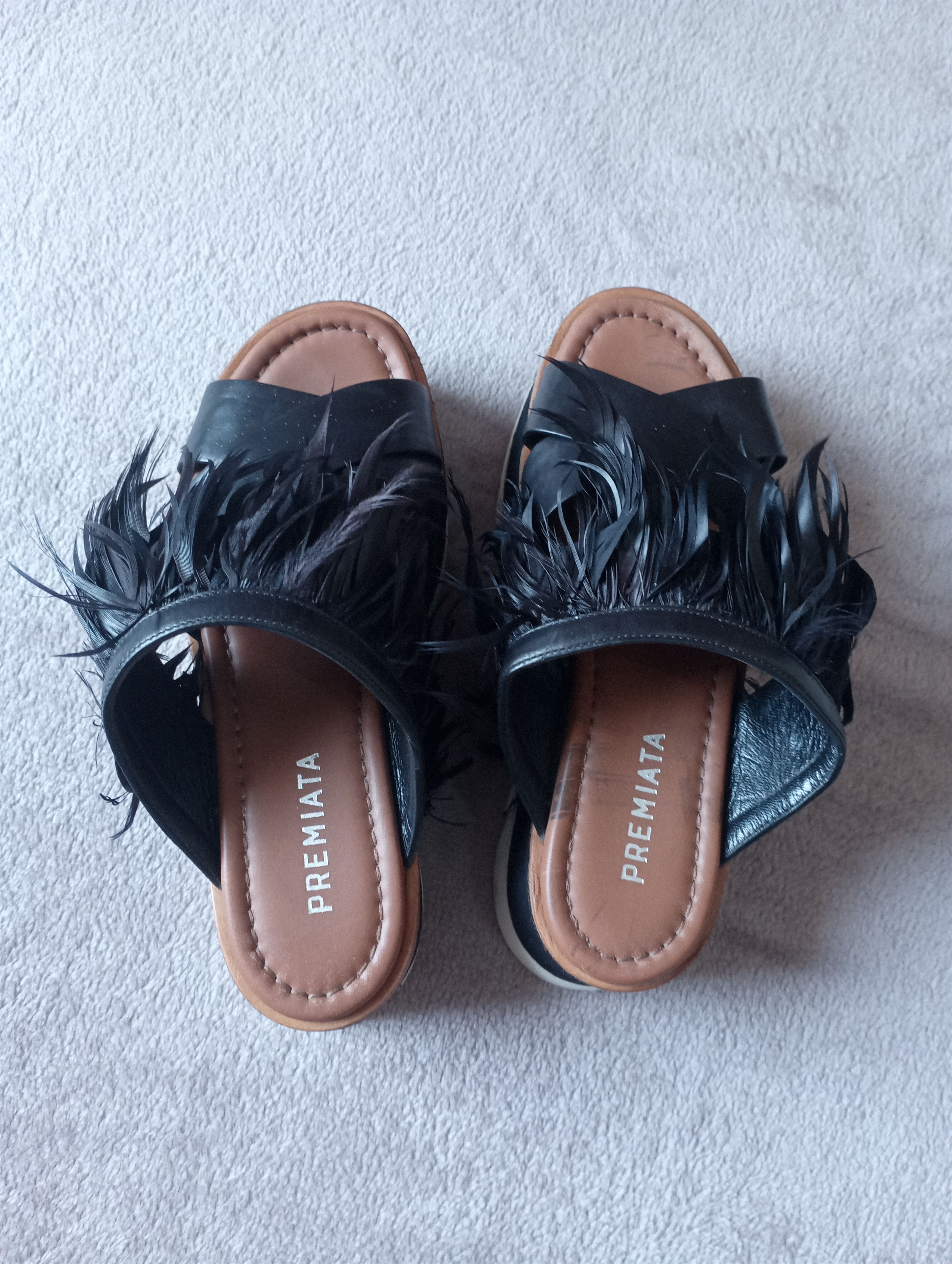 Premiata Premiata Black Feathered leather Slides size 36 Size US 5.5 / IT 35.5 - 4 Thumbnail