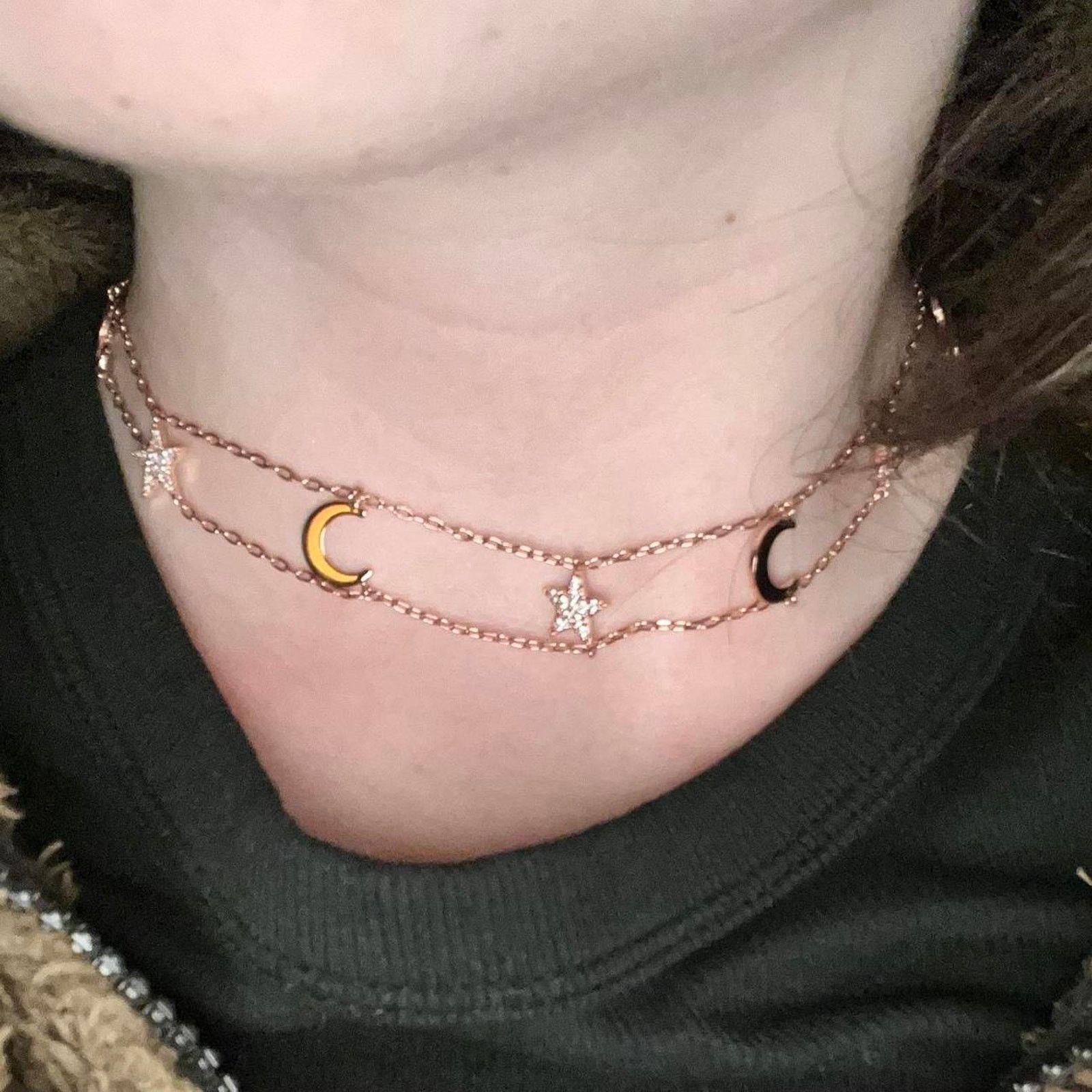 Jewelry Hespera rose gold moon and stars collar necklace Size ONE SIZE - 1 Thumbnail