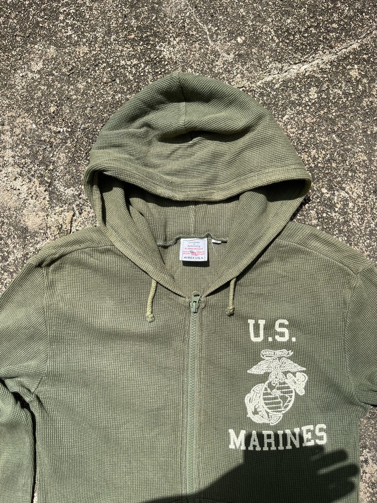 Avirex Avirex U.S.A. Marines Zip Hoodie Military Green Vintage Size US M / EU 48-50 / 2 - 3 Thumbnail