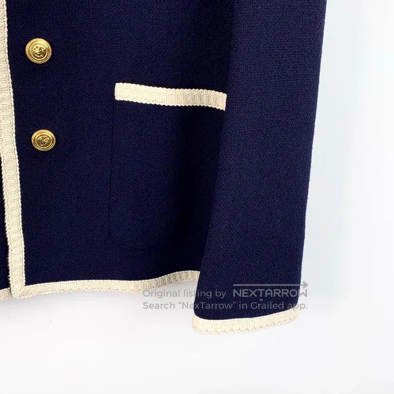 Gucci Gucci 23 dark blue logo embroidered wool round neck single Size US M / EU 48-50 / 2 - 4 Thumbnail