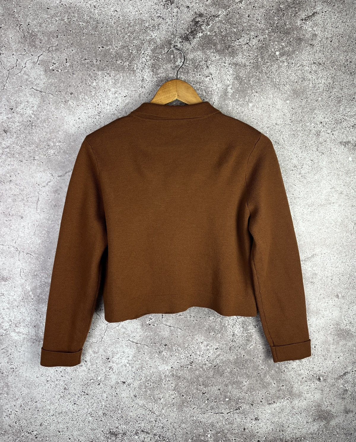 Sezane Brown Merino Wool Cropped Knit Cardigan Utility Jacket SizeS Size S / US 4 / IT 40 - 3 Thumbnail
