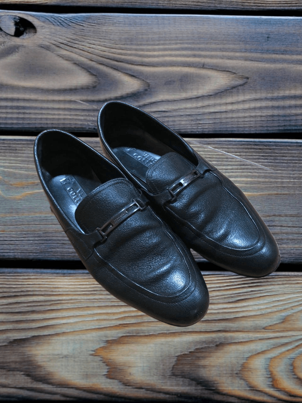 versace men's dress shoes 46.5 13.5 NEW $1250 Black Leather MEDUSA LOGO WINGTIP OX  COUTURE FOR ALL like print on sides and tip gold color buckle with lion Versace Leather Shoes For Men