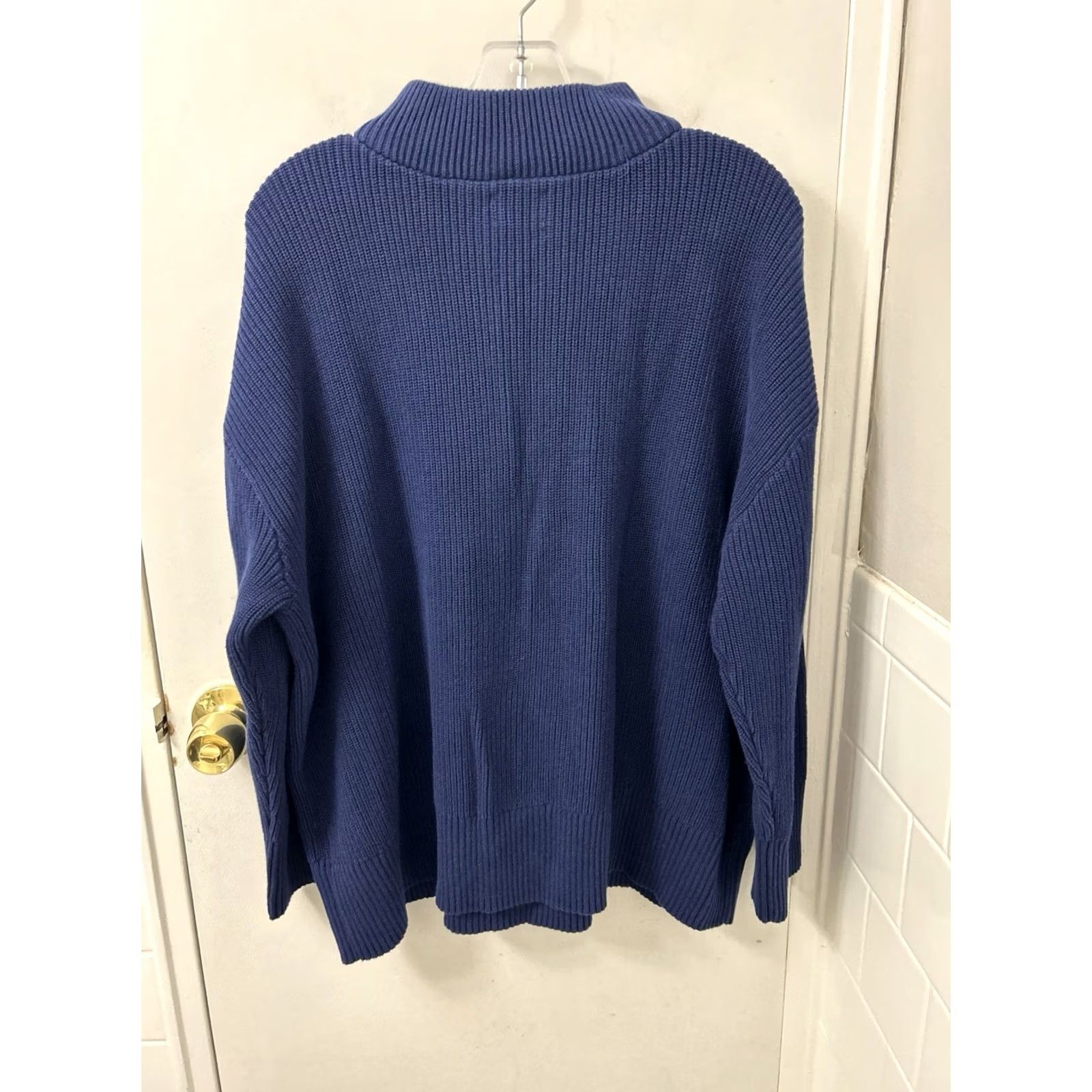 Lands' End VINTAGE Lands' End Drifter Sweater Womens 2X Navy Blue Cotton Ribbed 1/4 Zip Pullover NWT Size XXL / US 16-18 / IT 52-54 - 7 Thumbnail