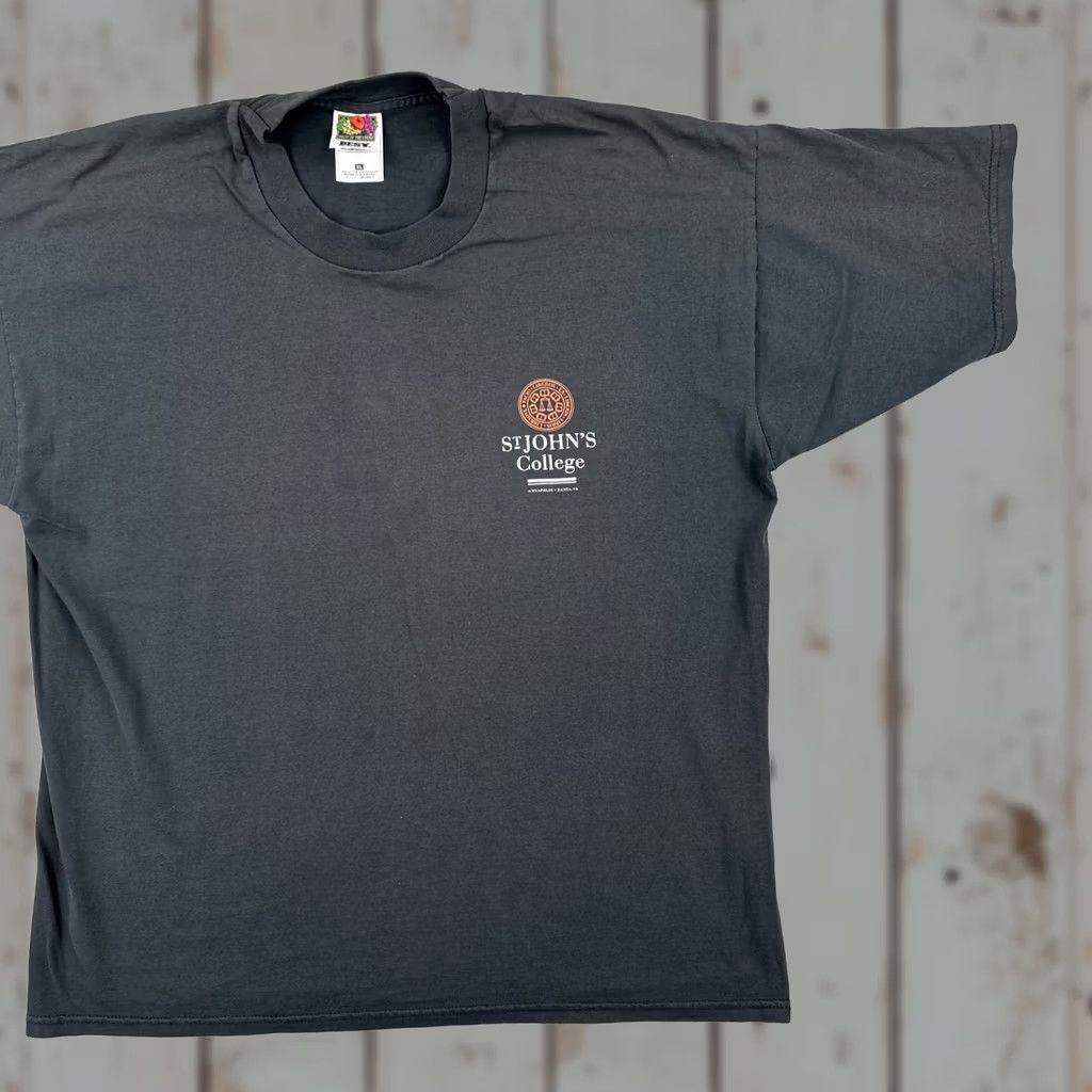 Fruit Of The Loom VINTAGE Fruit of the Loom XL Black T Shirt St John’s College Santa Fe Annapolis Men 1990s Graphic Tee Size US XL / EU 56 / 4 - 1 Thumbnail