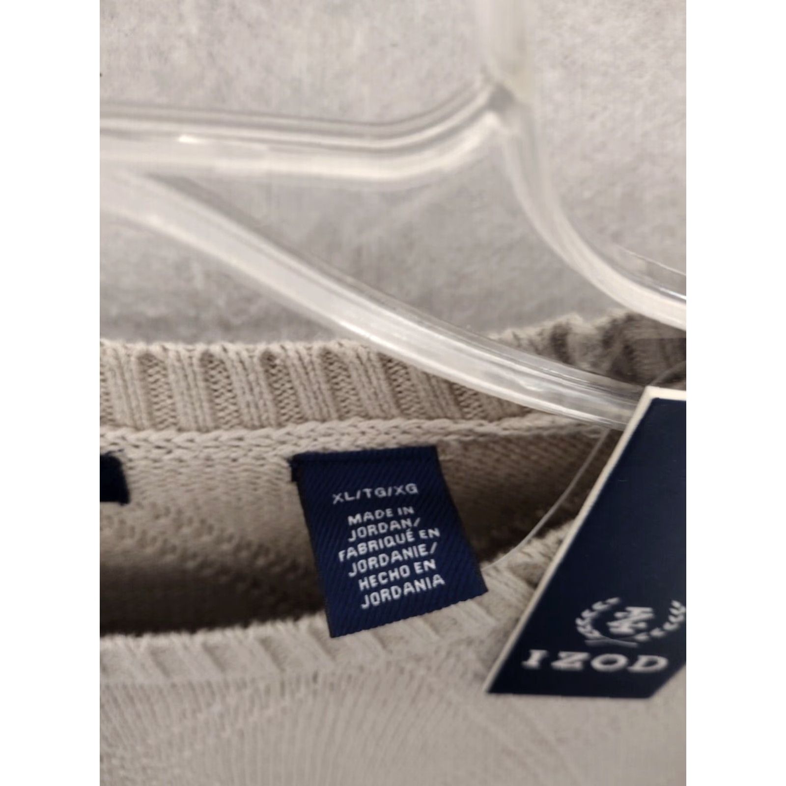 Izod IZOD Sweater Mens XL Beige Cotton Knit Pullover Crewneck Casual NWT Mens Size US XL / EU 56 / 4 - 5 Thumbnail