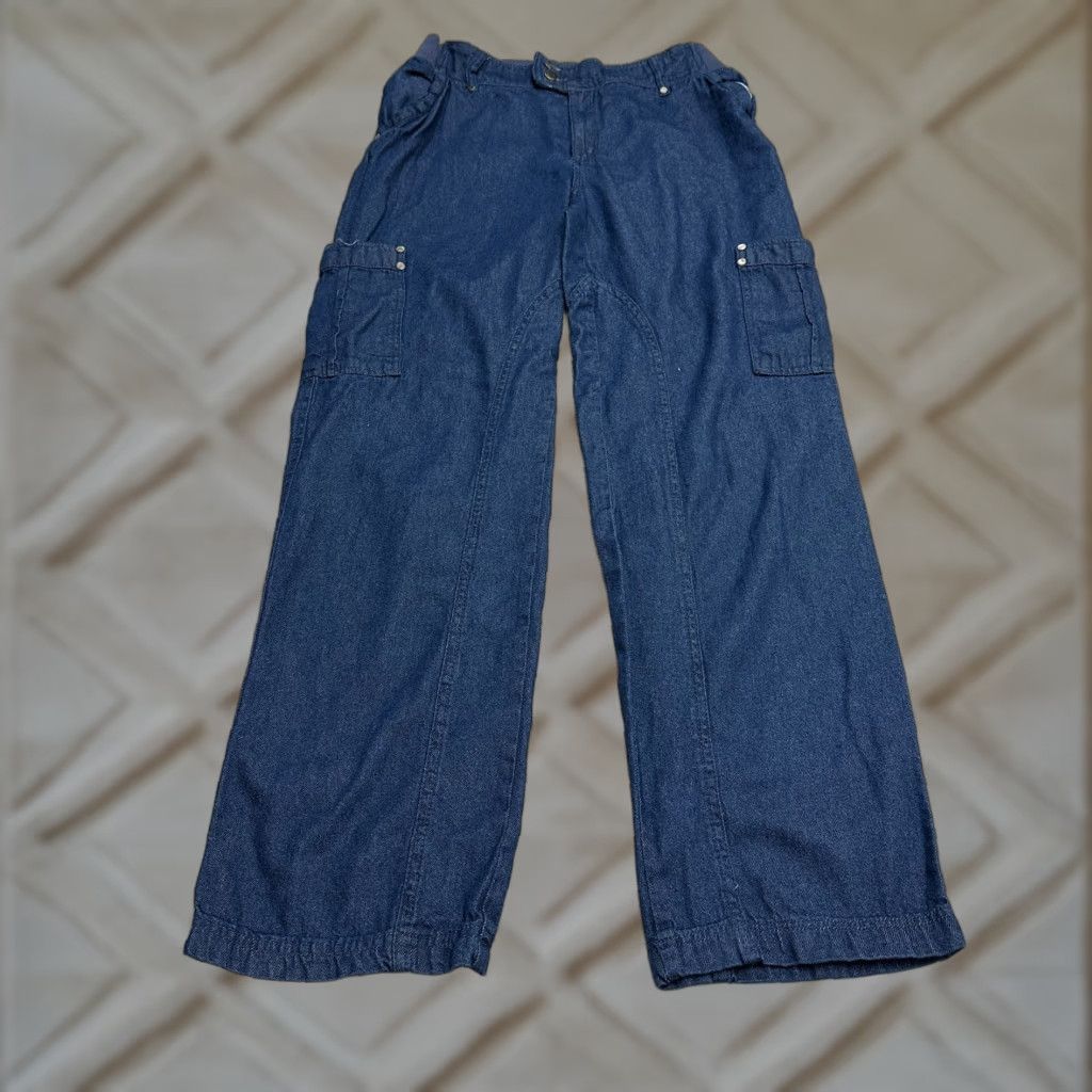 Vintage Woman Within Jeans Womens 12T Cargo Denim Straight Modern Fit Casual Blue 33x33 Size 34" / US 12 / IT 48 - 1 Thumbnail