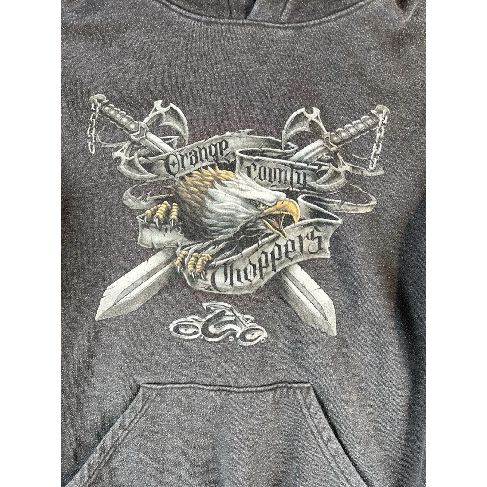 Vintage VINTAGE Oranges County Choppers Hoodie Mens L Gray Summit Logo Motorcycle Biker Y2K Swords Eagle Pocket Pullover Size US L / EU 52-54 / 3 - 4 Thumbnail