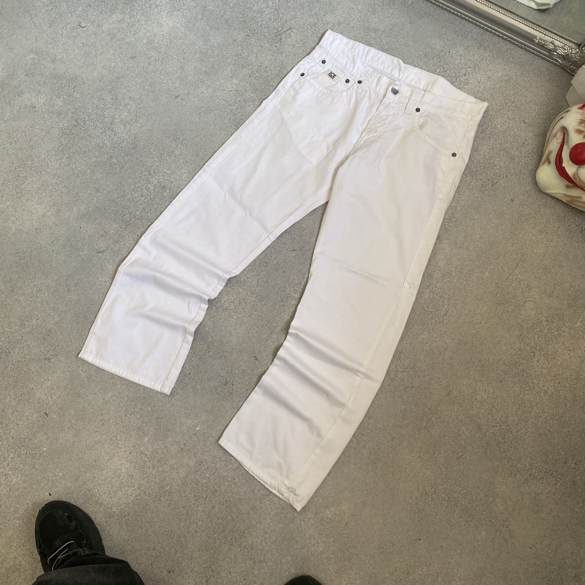 Iceberg Vintage 90's Iceberg Ice White Jeans Big Logo Pants Y2K Size US 31 - 7 Thumbnail